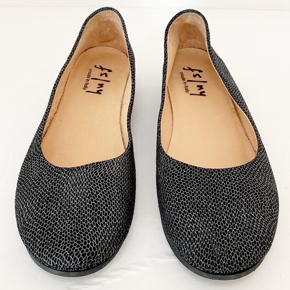 French Soles FS/NY ballet flats black silver 7.5